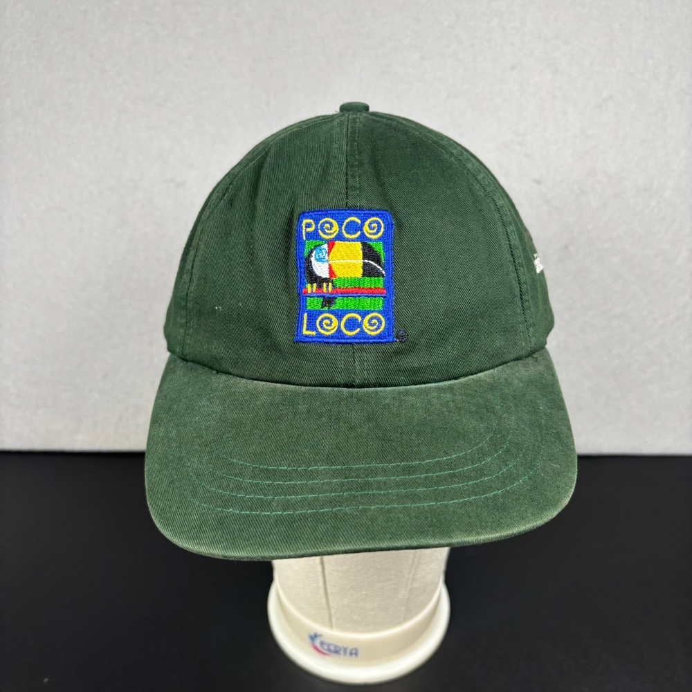 Vintage Poco Loco Toucan Hat Green Embroidered Patch Dad Cap Strapback Cotton